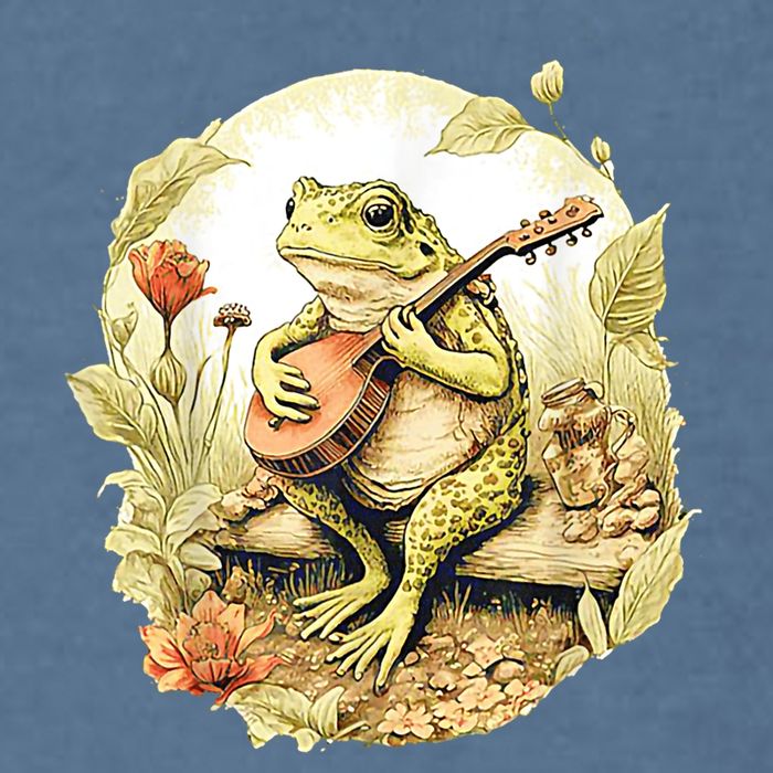 Frog Playing Banjo On Log Garment-Dyed Sweatshirt