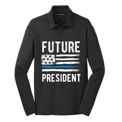 Future President Boy President To Be Silk Touch Performance Long Sleeve Polo