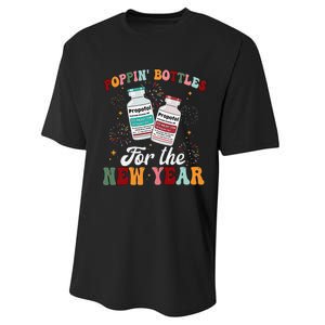 Funny Poppin Bottles For The New Year Icu Nurse Propofol Crna Performance Sprint T-Shirt