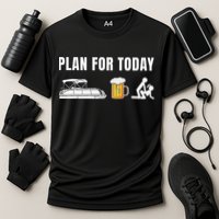 Funny Pontoon Boat Plan for Today Beer Boating  Cooling Performance Crew T-Shirt