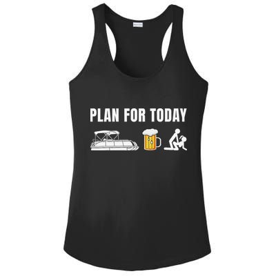 Funny Pontoon Boat Plan for Today Beer Boating  Ladies PosiCharge Competitor Racerback Tank