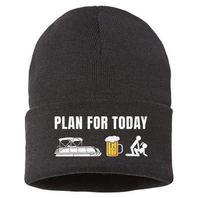 Funny Pontoon Boat Plan for Today Beer Boating  Sustainable Knit Beanie