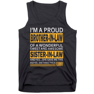 Funny Proud Brother In Law Gifts From Sister In Law Birthday Tank Top