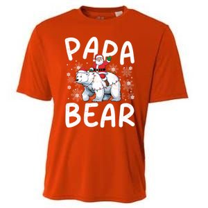 Funny Papa Bear Christmas Lights Santa Hat Snowflakes Xmas Great Gift Cooling Performance Crew T-Shirt