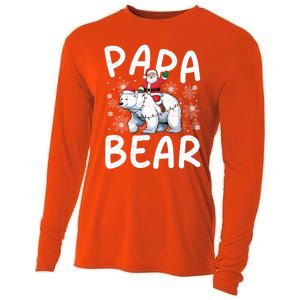 Funny Papa Bear Christmas Lights Santa Hat Snowflakes Xmas Great Gift Cooling Performance Long Sleeve Crew