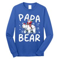 Funny Papa Bear Christmas Lights Santa Hat Snowflakes Xmas Great Gift Long Sleeve Shirt