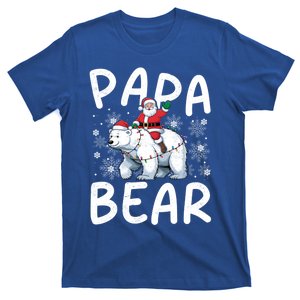 Funny Papa Bear Christmas Lights Santa Hat Snowflakes Xmas Great Gift T-Shirt