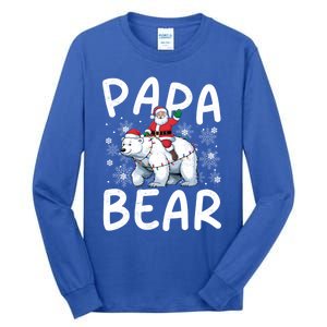 Funny Papa Bear Christmas Lights Santa Hat Snowflakes Xmas Great Gift Tall Long Sleeve T-Shirt