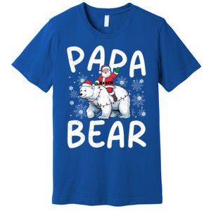 Funny Papa Bear Christmas Lights Santa Hat Snowflakes Xmas Great Gift Premium T-Shirt