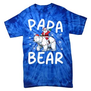 Funny Papa Bear Christmas Lights Santa Hat Snowflakes Xmas Great Gift Tie-Dye T-Shirt