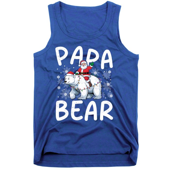 Funny Papa Bear Christmas Lights Santa Hat Snowflakes Xmas Great Gift Tank Top