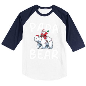 Funny Papa Bear Christmas Lights Santa Hat Snowflakes Xmas Great Gift Baseball Sleeve Shirt