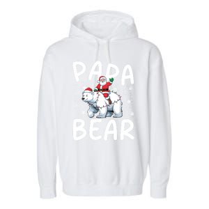 Funny Papa Bear Christmas Lights Santa Hat Snowflakes Xmas Great Gift Garment-Dyed Fleece Hoodie