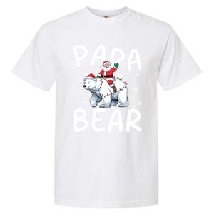 Funny Papa Bear Christmas Lights Santa Hat Snowflakes Xmas Great Gift Garment-Dyed Heavyweight T-Shirt