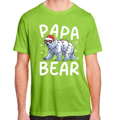 Funny Papa Bear Christmas Santa Hat Lights Snowflakes Xmas Gift Adult ChromaSoft Performance T-Shirt