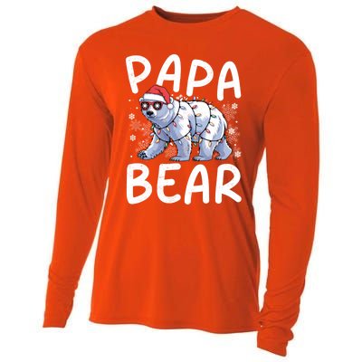 Funny Papa Bear Christmas Santa Hat Lights Snowflakes Xmas Gift Cooling Performance Long Sleeve Crew