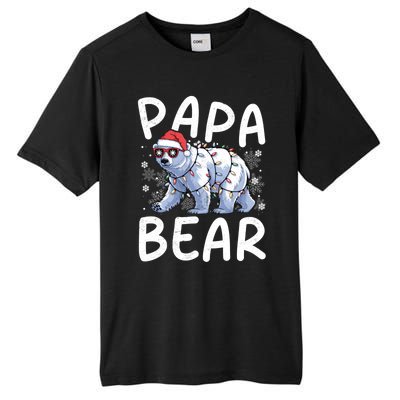 Funny Papa Bear Christmas Santa Hat Lights Snowflakes Xmas Gift Tall Fusion ChromaSoft Performance T-Shirt