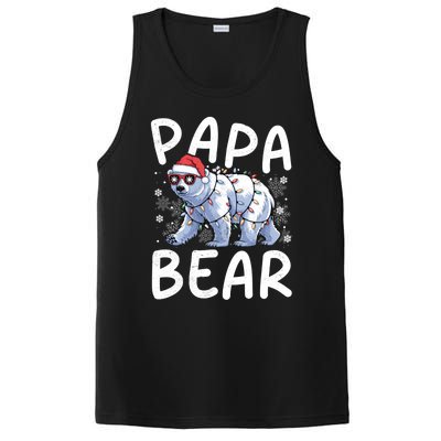 Funny Papa Bear Christmas Santa Hat Lights Snowflakes Xmas Gift PosiCharge Competitor Tank