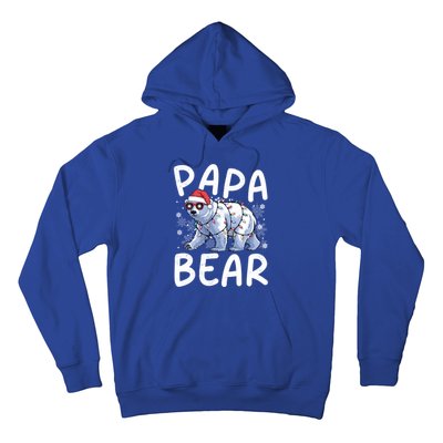 Funny Papa Bear Christmas Santa Hat Lights Snowflakes Xmas Gift Hoodie