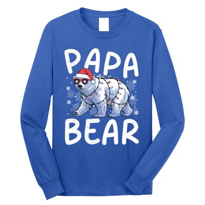 Funny Papa Bear Christmas Santa Hat Lights Snowflakes Xmas Gift Long Sleeve Shirt