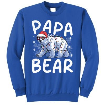 Funny Papa Bear Christmas Santa Hat Lights Snowflakes Xmas Gift Sweatshirt