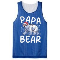 Funny Papa Bear Christmas Santa Hat Lights Snowflakes Xmas Gift Mesh Reversible Basketball Jersey Tank