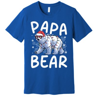 Funny Papa Bear Christmas Santa Hat Lights Snowflakes Xmas Gift Premium T-Shirt