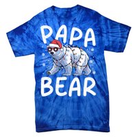 Funny Papa Bear Christmas Santa Hat Lights Snowflakes Xmas Gift Tie-Dye T-Shirt