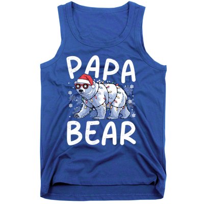 Funny Papa Bear Christmas Santa Hat Lights Snowflakes Xmas Gift Tank Top