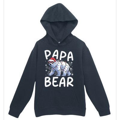 Funny Papa Bear Christmas Santa Hat Lights Snowflakes Xmas Gift Urban Pullover Hoodie