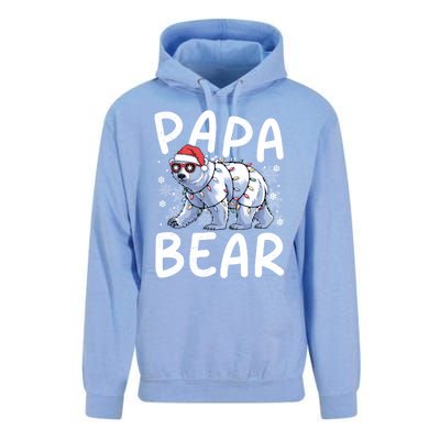 Funny Papa Bear Christmas Santa Hat Lights Snowflakes Xmas Gift Unisex Surf Hoodie