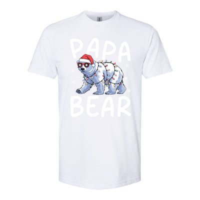 Funny Papa Bear Christmas Santa Hat Lights Snowflakes Xmas Gift Softstyle CVC T-Shirt