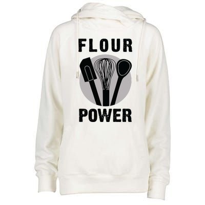 FLOUR POWER Baking Cooking Bread Making Chefs Womens Funnel Neck Pullover Hood