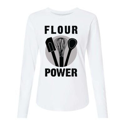 FLOUR POWER Baking Cooking Bread Making Chefs Womens Cotton Relaxed Long Sleeve T-Shirt