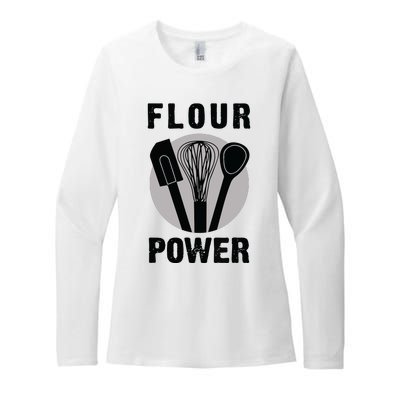 FLOUR POWER Baking Cooking Bread Making Chefs Womens CVC Long Sleeve Shirt