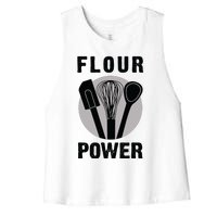 FLOUR POWER Baking Cooking Bread Making Chefs Women's Racerback Cropped Tank