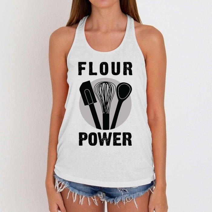 FLOUR POWER Baking Cooking Bread Making Chefs Women's Knotted Racerback Tank