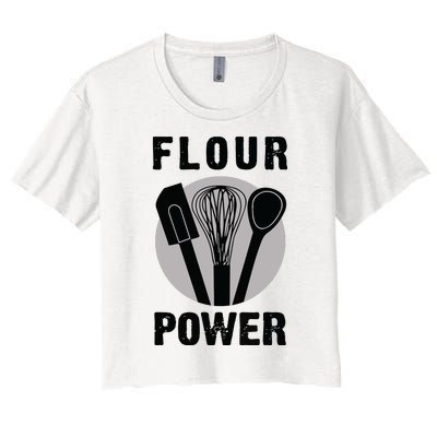 FLOUR POWER Baking Cooking Bread Making Chefs Women's Crop Top Tee