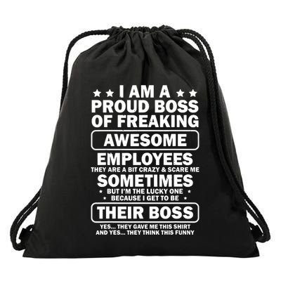 Funny Proud Boss Employee Appreciation Office Funny Boss Drawstring Bag