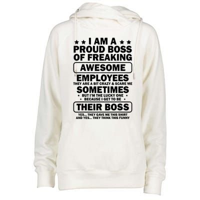 Funny Proud Boss Employee Appreciation Office Funny Boss Womens Funnel Neck Pullover Hood