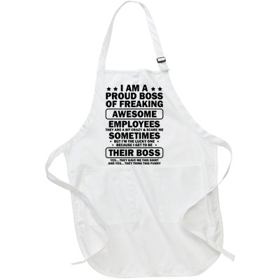 Funny Proud Boss Employee Appreciation Office Funny Boss Full-Length Apron With Pockets