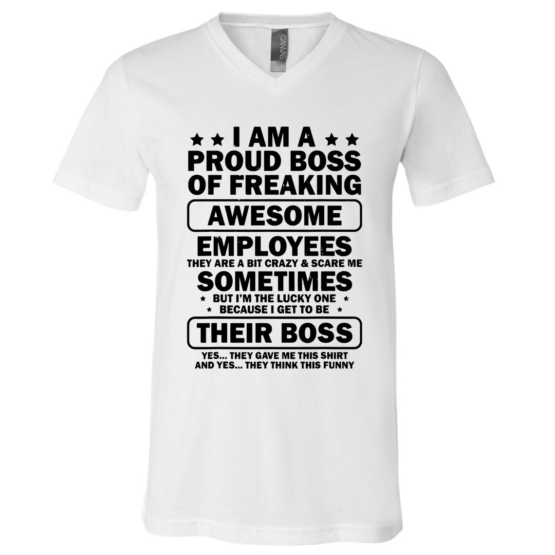 Funny Proud Boss Employee Appreciation Office Funny Boss V-Neck T-Shirt