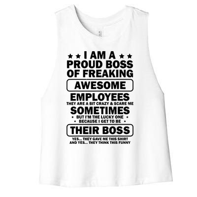 Funny Proud Boss Employee Appreciation Office Funny Boss Women's Racerback Cropped Tank