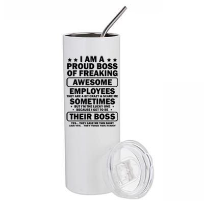 Funny Proud Boss Employee Appreciation Office Funny Boss Stainless Steel Tumbler