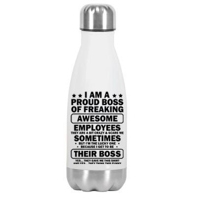 Funny Proud Boss Employee Appreciation Office Funny Boss Stainless Steel Insulated Water Bottle