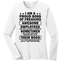 Funny Proud Boss Employee Appreciation Office Funny Boss Ladies Long Sleeve Shirt