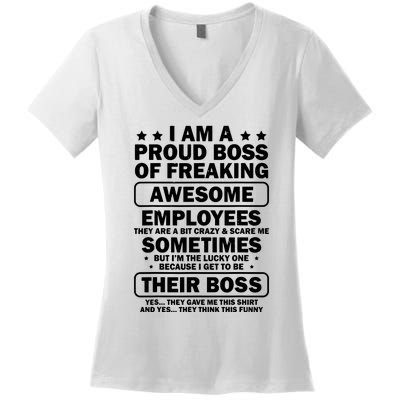 Funny Proud Boss Employee Appreciation Office Funny Boss Women's V-Neck T-Shirt