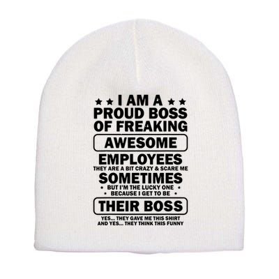 Funny Proud Boss Employee Appreciation Office Funny Boss Short Acrylic Beanie