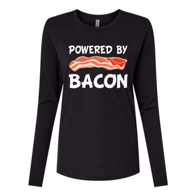 Funny Powered By Bacon Bacon Lovers Womens Cotton Relaxed Long Sleeve T-Shirt