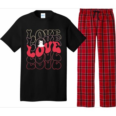 Funny Polar Bear Love Groovy Style Heart Valentines Day Love Gift Pajama Set